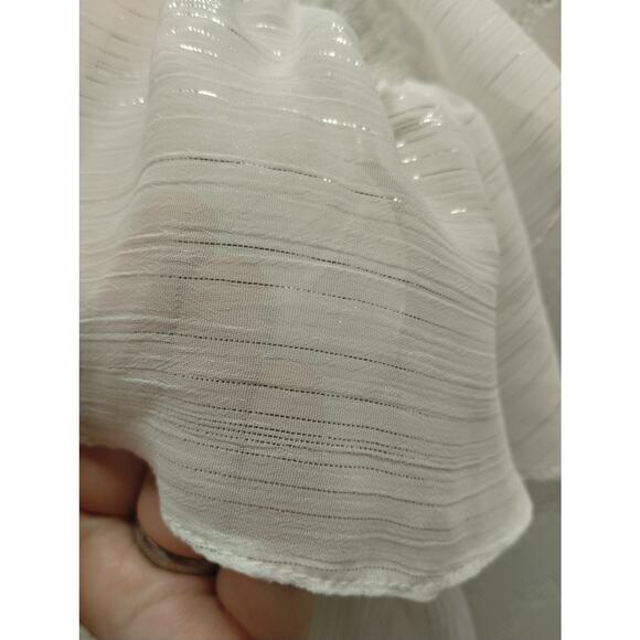 Victoria's Secret NWT Size Large White Metallic Thin Strap Ruffle Nightie Top - Picture 3 of 9